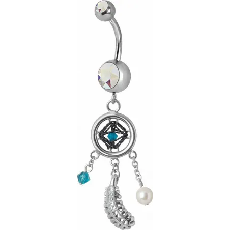 Piercing nombril Swarovski attrape rêve aurore boréale