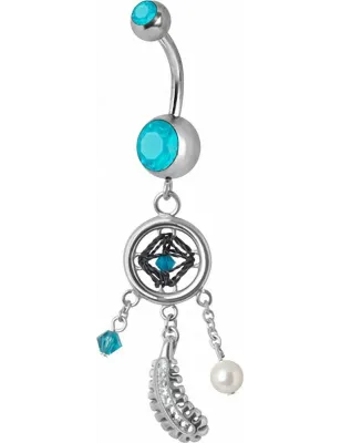 Piercing nombril Swarovski attrape rêve turquoise