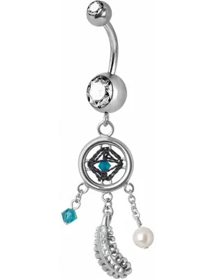 Piercing nombril Swarovski attrape rêve blanc