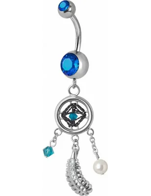 Piercing nombril Swarovski attrape rêve bleu