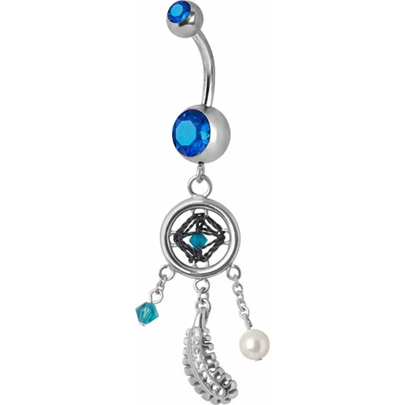 Piercing nombril Swarovski attrape rêve bleu