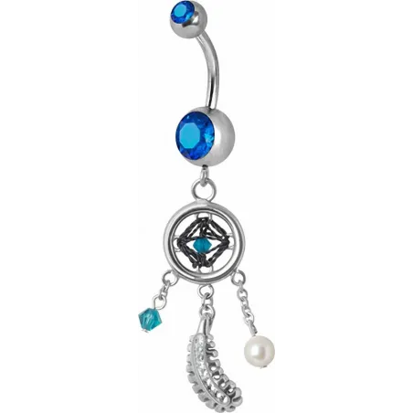 Piercing nombril Swarovski attrape rêve bleu
