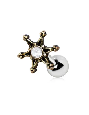 Piercing cartilage étoile doré vieilli