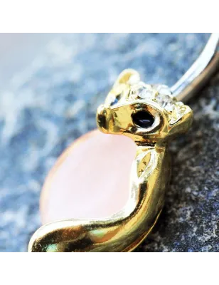 Piercing nombril plaqué or renard oeil de chat