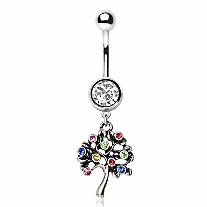 Piercing nombril arbre de vie multicolore