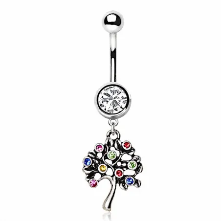 Piercing nombril arbre de vie multicolore