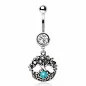 Piercing nombril arbre de vie pierre turquoise
