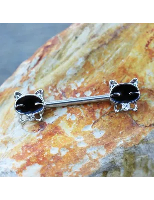 Piercing téton chatons noirs
