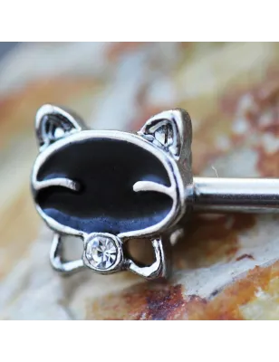 Piercing téton chatons noirs