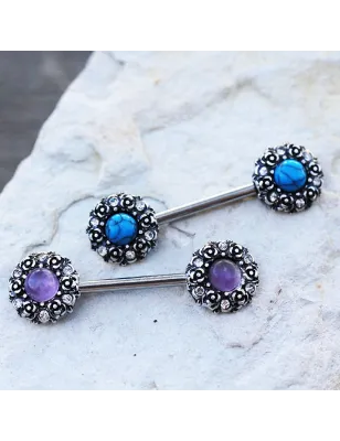 Piercing téton roses médiévales