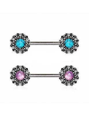 Piercing téton roses médiévales