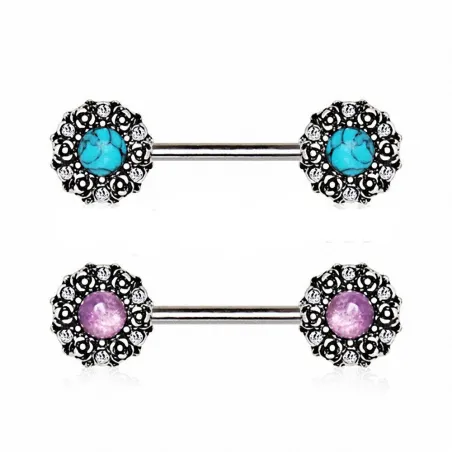 Piercing téton roses médiévales