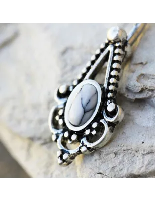 Piercing nombril médiéval pierre howlite