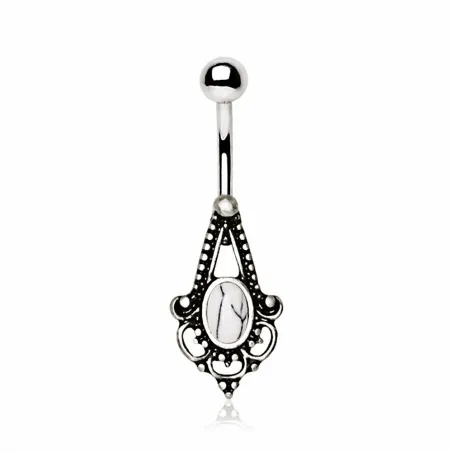 Piercing nombril médiéval pierre howlite