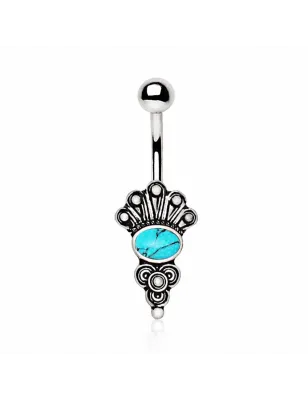 Piercing nombril médiéval pierre turquoise