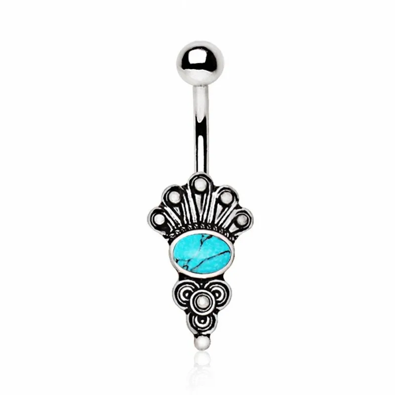 Piercing nombril médiéval pierre turquoise