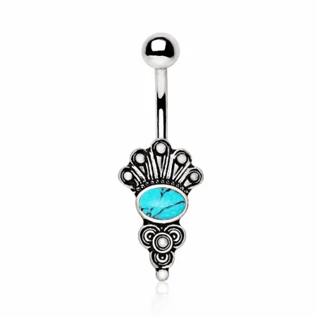 Piercing nombril médiéval pierre turquoise