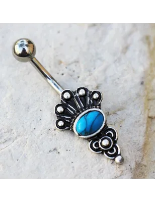 Piercing nombril médiéval pierre turquoise