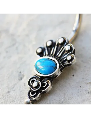 Piercing nombril médiéval pierre turquoise