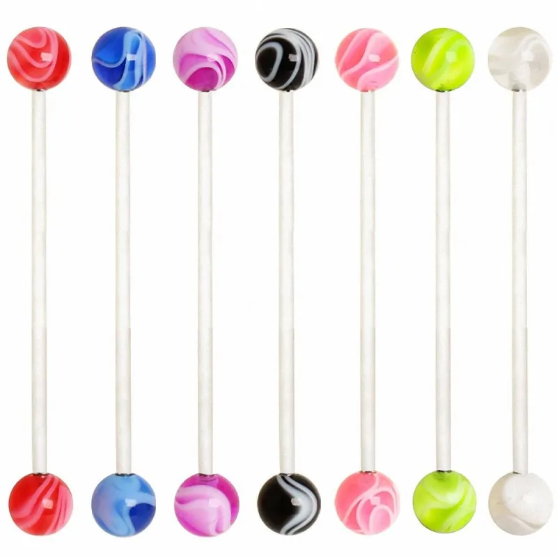 Piercing nombril de grossesse boules acrylique marbrées
