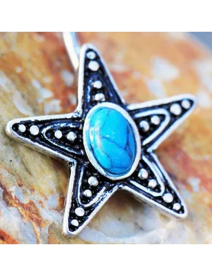 Piercing nombril étoile pierre turquoise