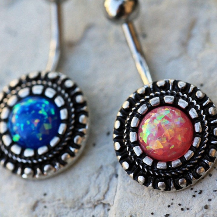 Piercing nombril antique opale