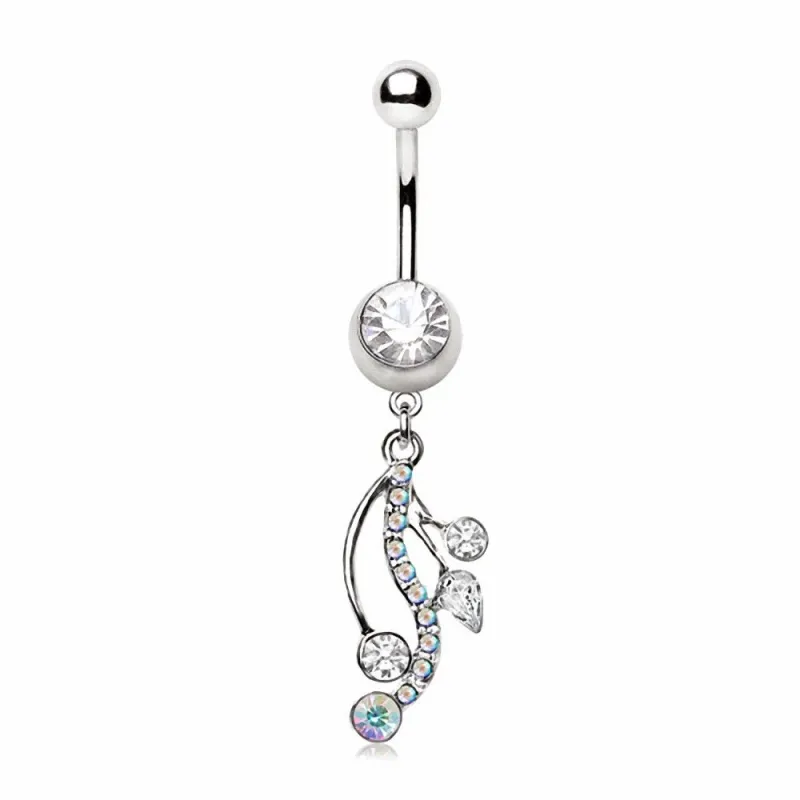 Piercing nombril crystal vigne aurore boréale