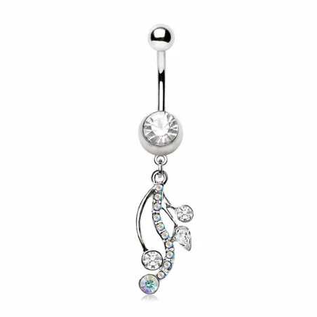 Piercing nombril crystal vigne aurore boréale