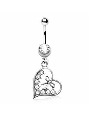 Piercing nombril coeur avec ruban