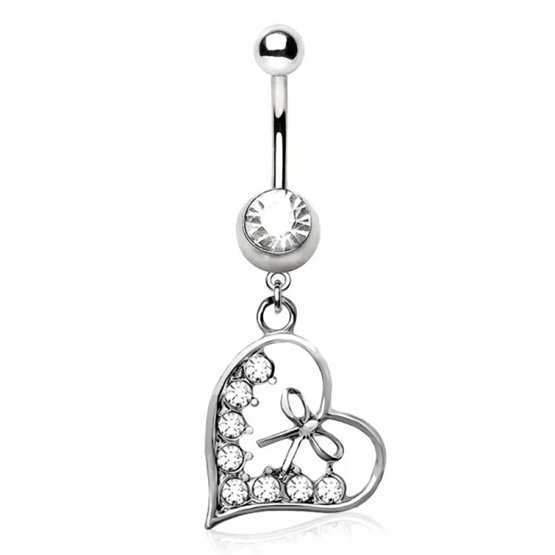 Piercing nombril coeur avec ruban