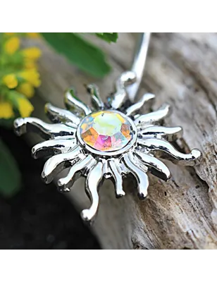 Piercing nombril soleil tribal aurore boréale