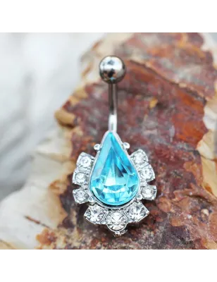 Piercing nombril larme turquoise gemmes