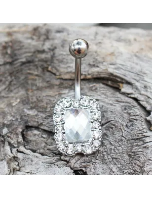 Piercing nombril pierre rectangulaire