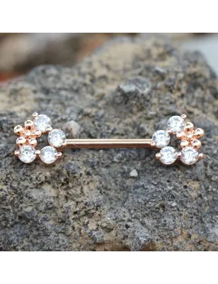 Piercing téton or rose fleurs