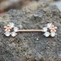 Piercing téton or rose fleurs