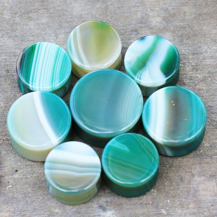 Piercing plug pierre naturelle agate verte