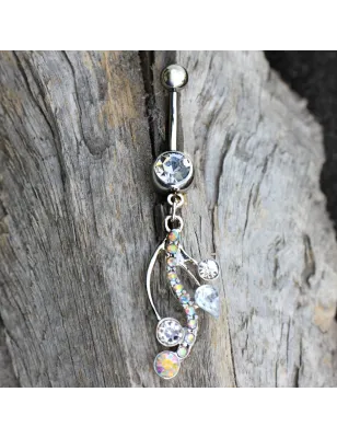 Piercing nombril crystal vigne aurore boréale