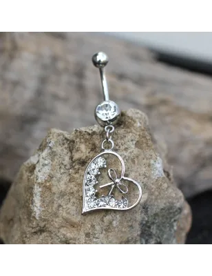 Piercing nombril coeur avec ruban