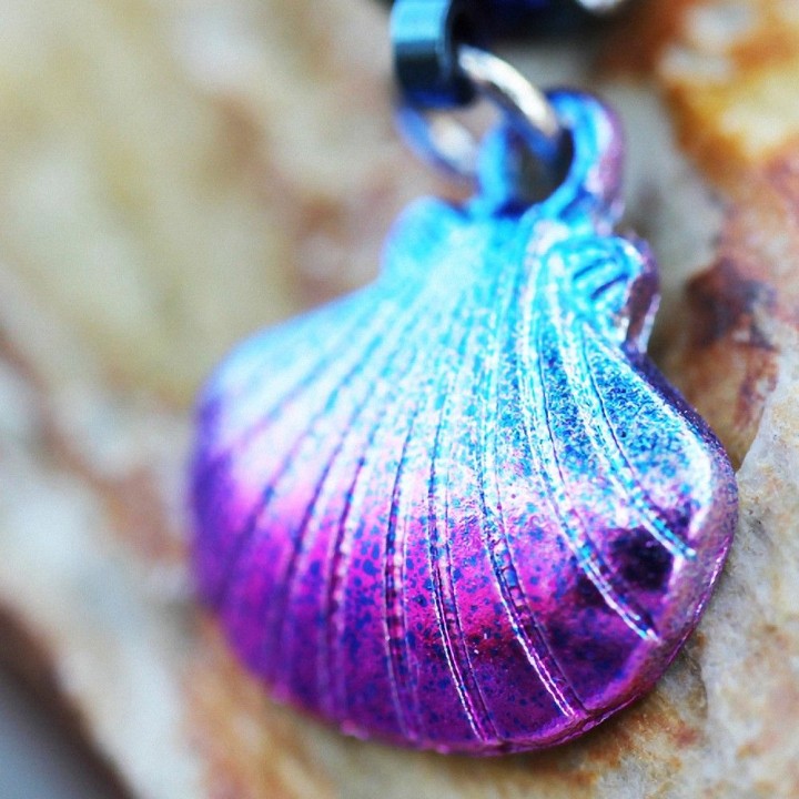 Piercing nombril coquillage bleu et rose