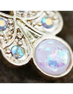 Piercing nombril plaqué or papillon opale