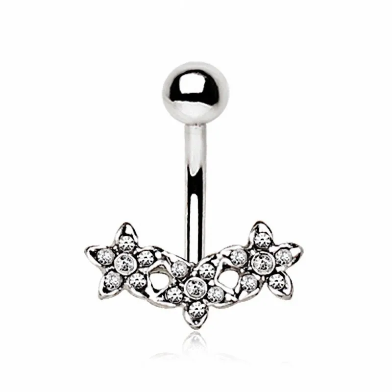 Piercing nombril triple fleur