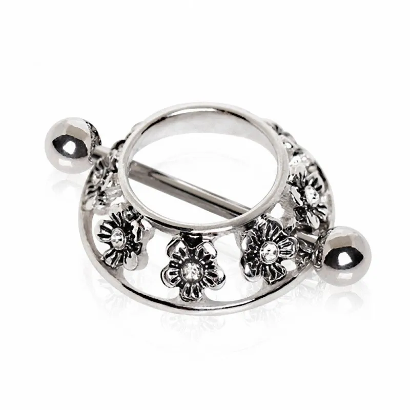 Piercing téton bouclier floral