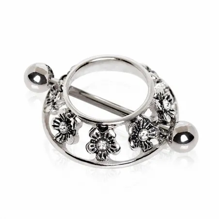Piercing téton bouclier floral