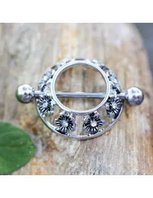 Piercing téton bouclier floral