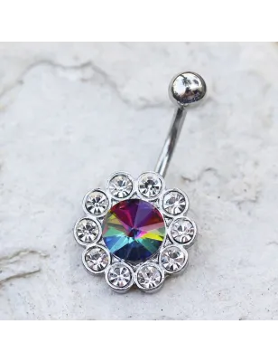 Piercing nombril fleur vitrail