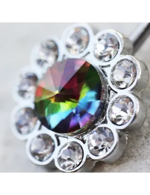 Piercing nombril fleur vitrail