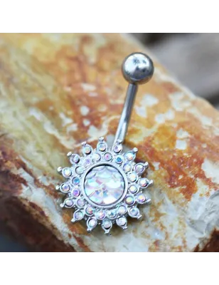 Piercing nombril soleil radiant aurore boréale