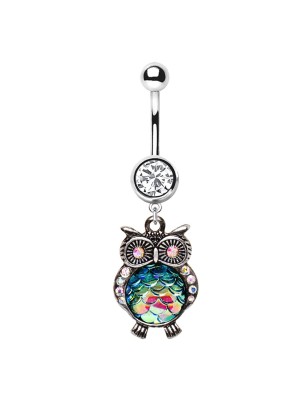 Piercing nombril hibou écailles multicolores