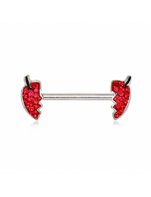 Piercing téton coeur de diable gemmes
