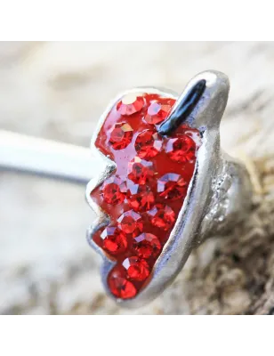 Piercing téton coeur de diable gemmes